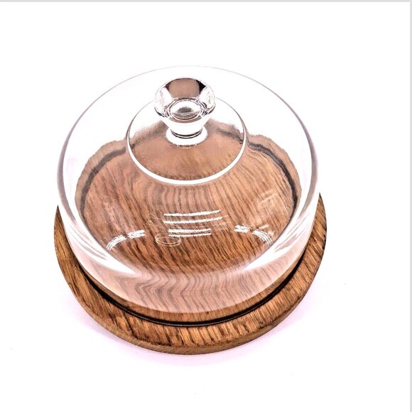 Vintage Wood Glass Cheese Cupcake Display Dome - Picture 3 of 9